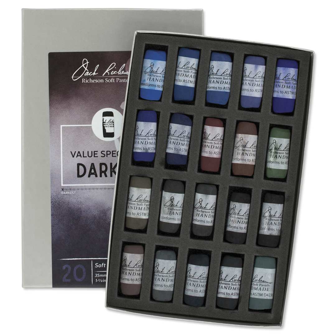 Open in modal - Richeson Soft Handrolled Pastels - Darks 1, Set of 20