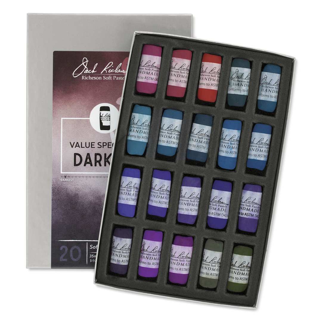 Open in modal - Richeson Soft Handrolled Pastels - Darks 2, Set of 20