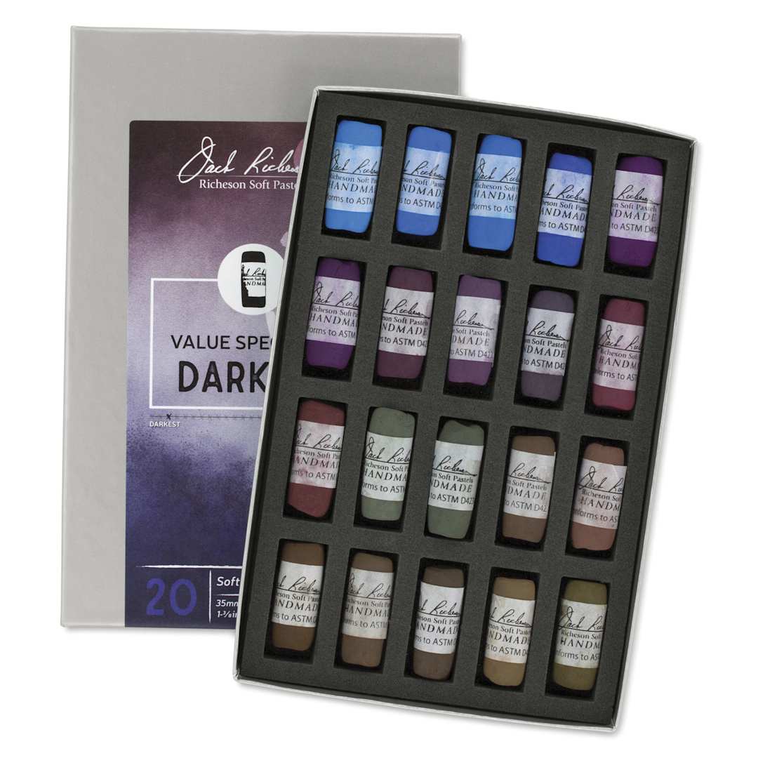 Open in modal - Richeson Soft Handrolled Pastels - Darks 3, Set of 20