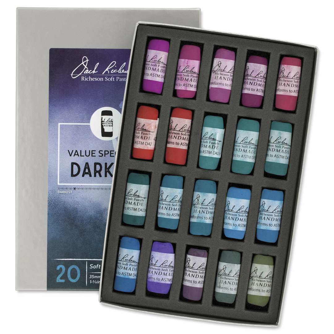 Open in modal - Richeson Soft Handrolled Pastels - Darks 5, Set of 20