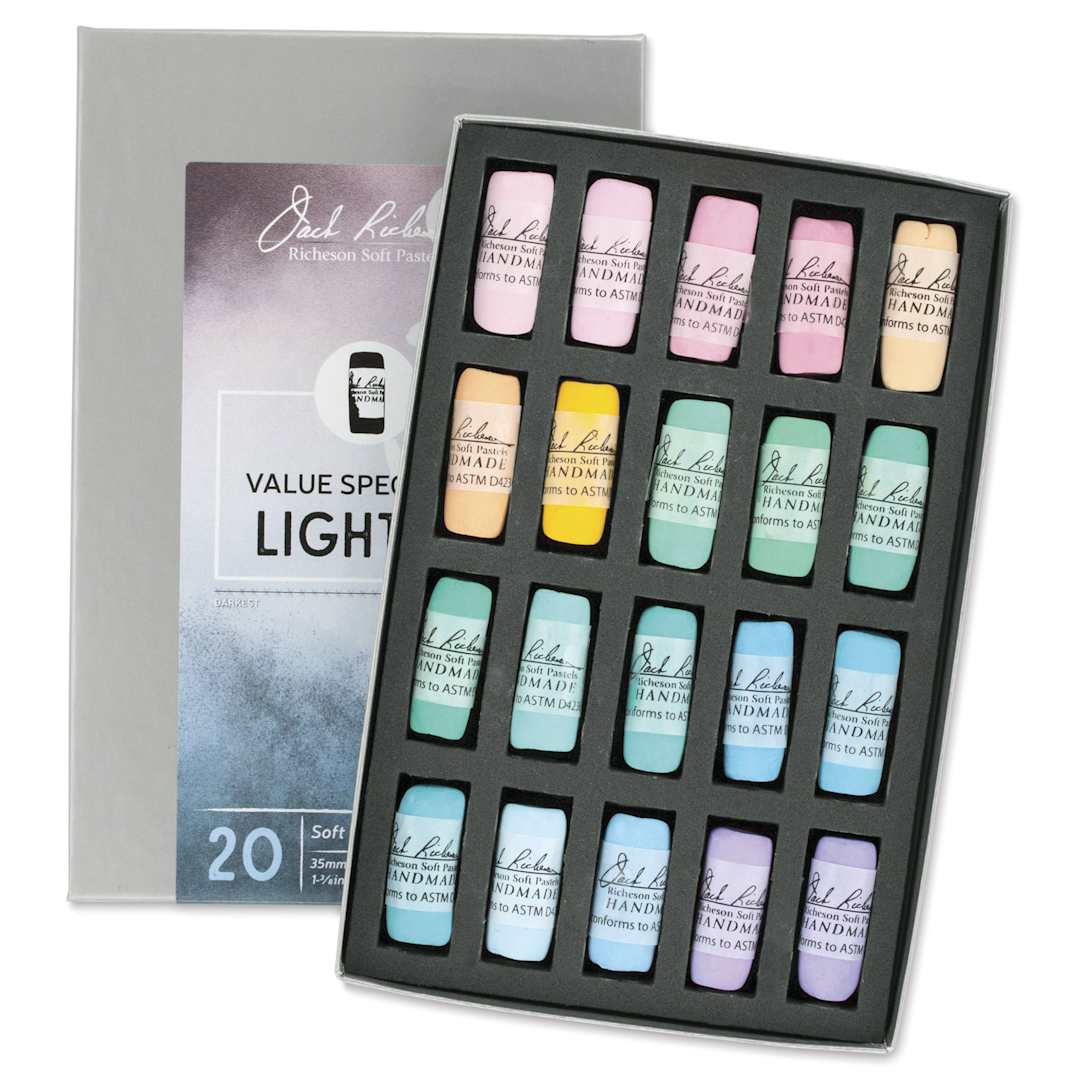 Open in modal - Richeson Soft Handrolled Pastels - Lights 1, Set of 20