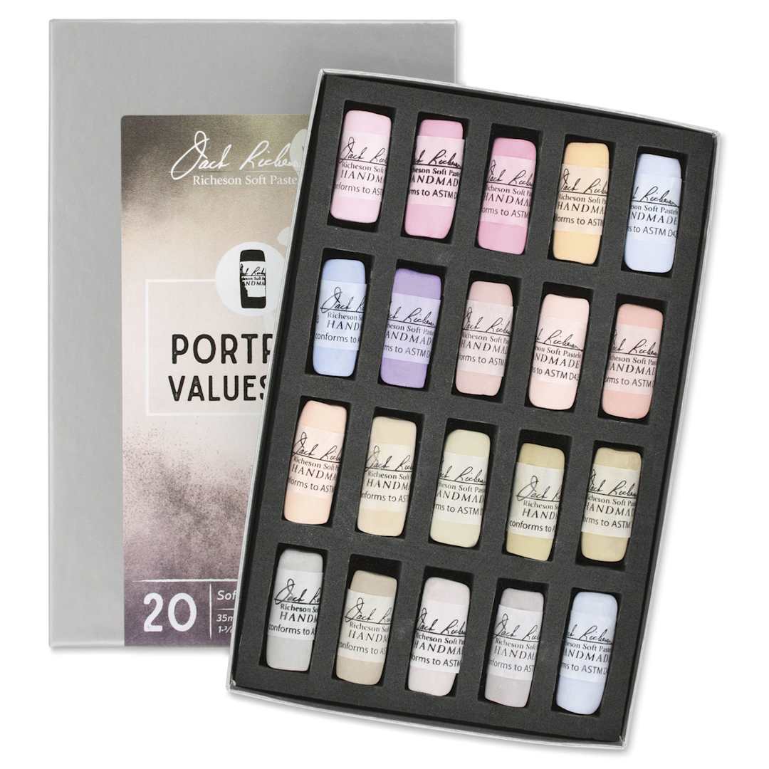 Open in modal - Richeson Soft Handrolled Pastels - Portrait Values 8-9, Set of 20