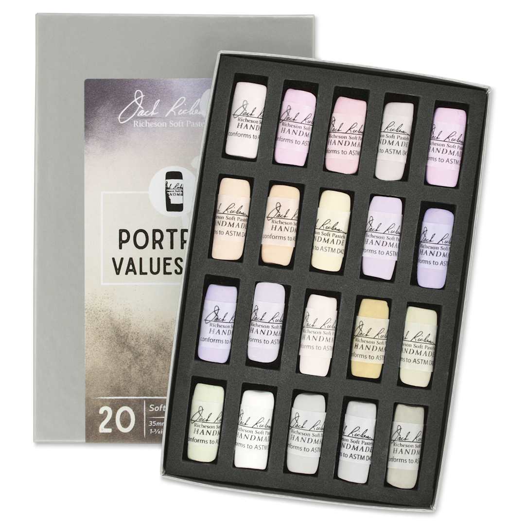 Open in modal - Richeson Soft Handrolled Pastels - Portrait Values 9-10, Set of 20