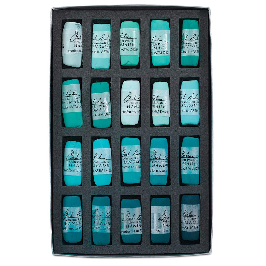 Open in modal - Richeson Soft Handrolled Pastels - Turquoise Greens, Set of 20