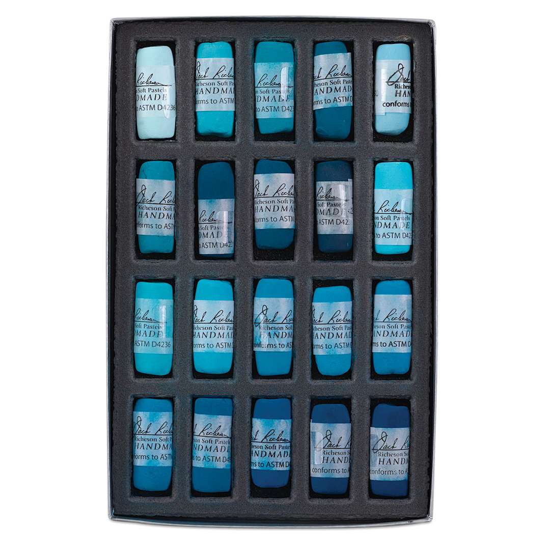 Open in modal - Richeson Soft Handrolled Pastels - Turquoise Blues, Set of 20