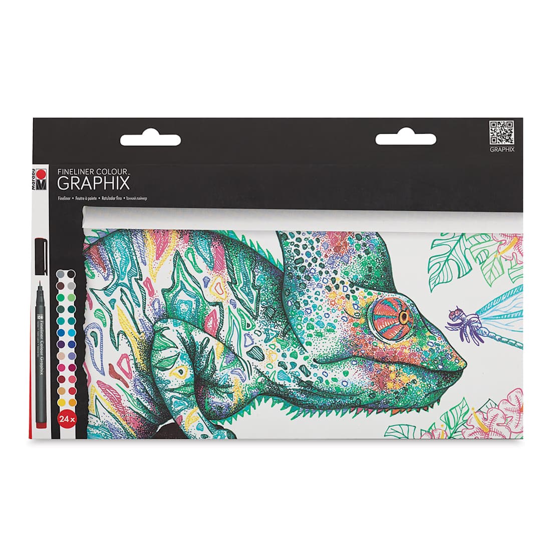 Open in modal - Marabu Fineliner Graphix Pens, Set of 24-Hypnotize  Outside of Package