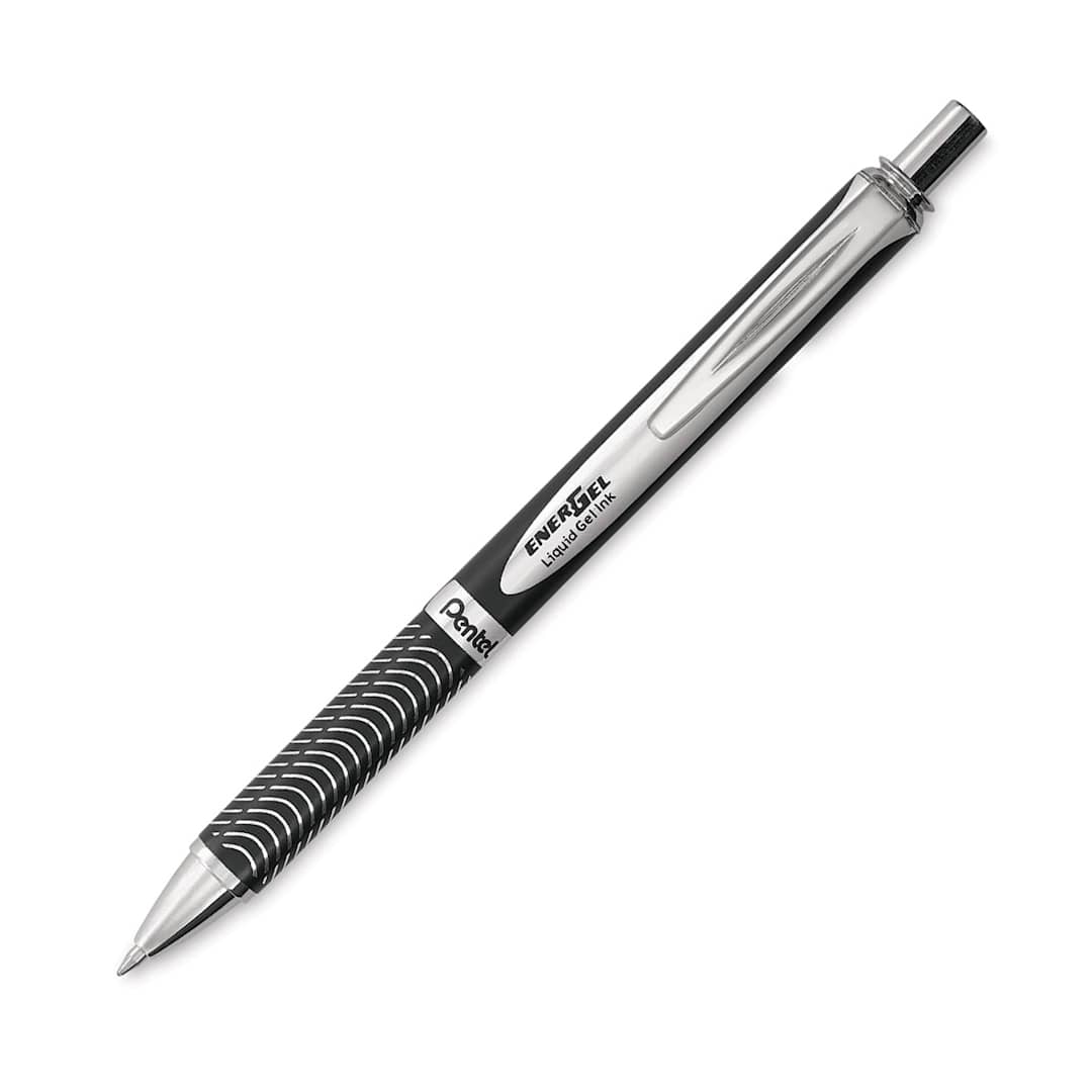 Open in modal - EnerGel Retractable Gel Pen - Black pen shown at angle