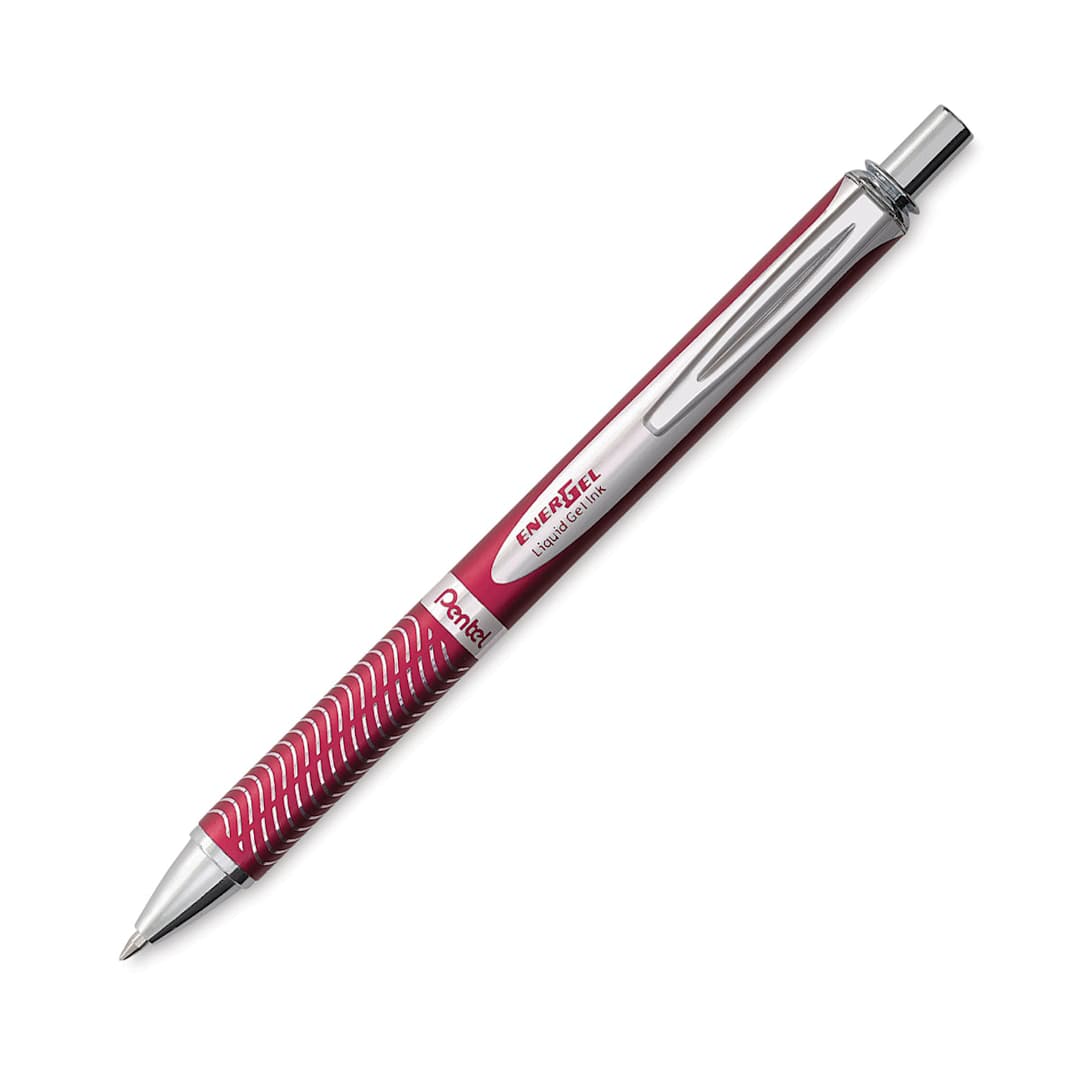 Open in modal - EnerGel Retractable Gel Pen - Red pen shown at angle
