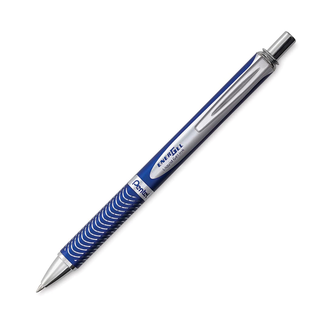 Open in modal - EnerGel Retractable Gel Pen - Blue pen shown at angle