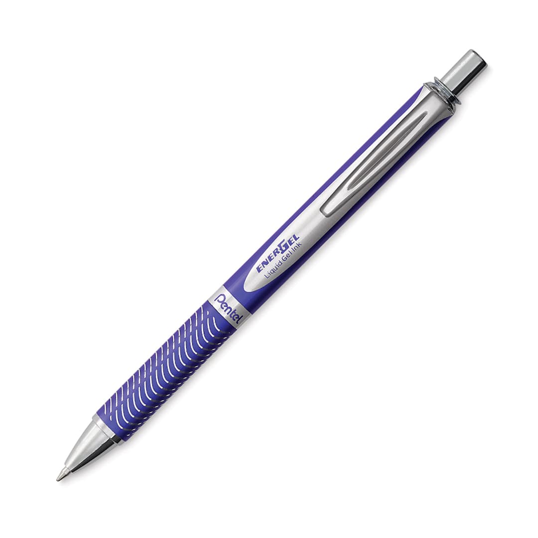 Open in modal - EnerGel Retractable Gel Pen - Purple pen shown at angle
