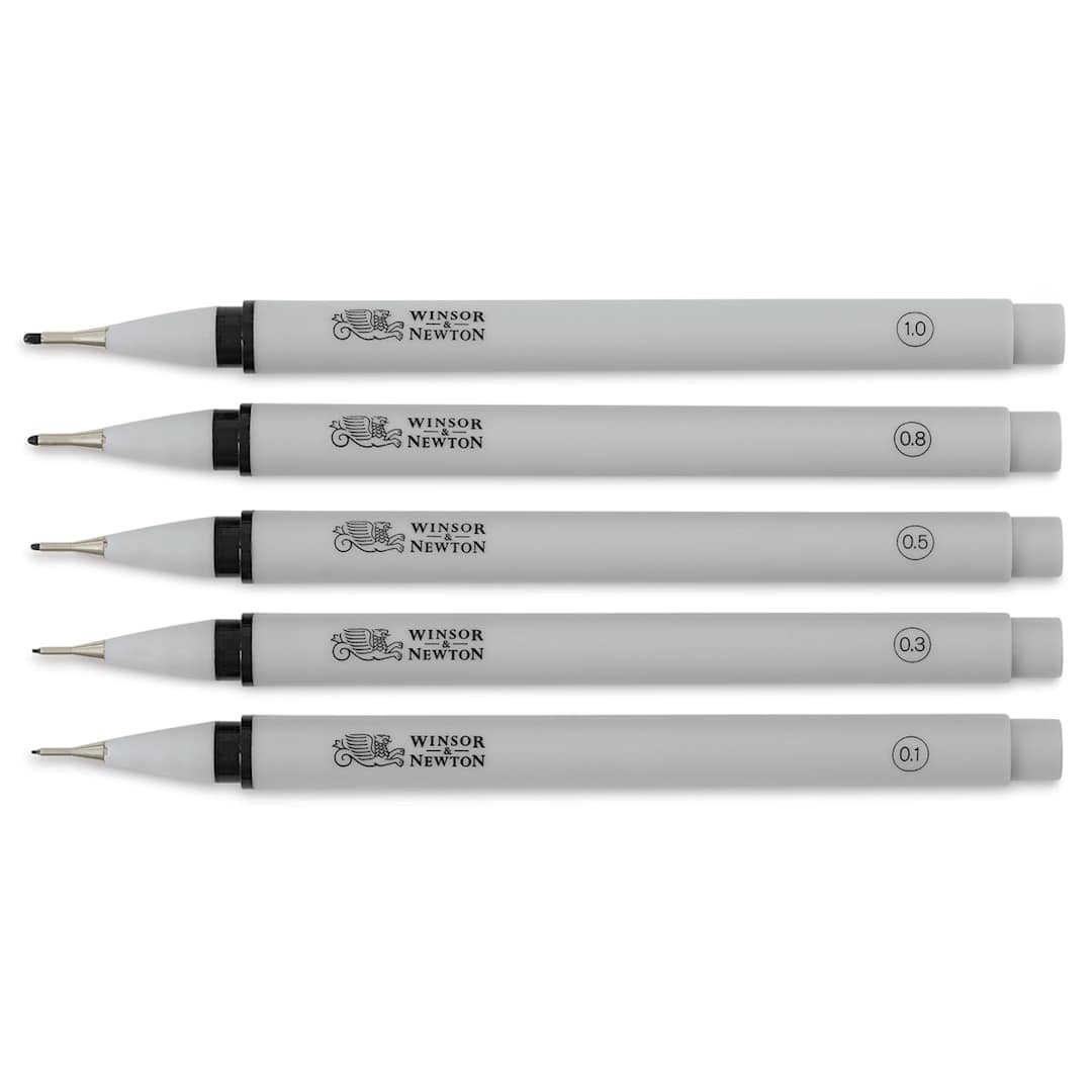 Open in modal - Winsor & Newton Fineliner - Black, Set of 5, out of packaging