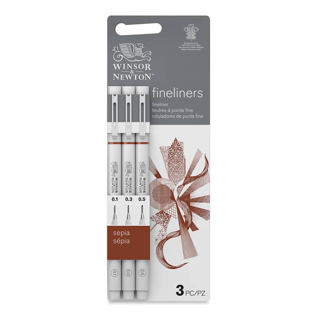 Open in modal - Winsor & Newton Fineliner - Sepia, Set of 3, front of the packaging