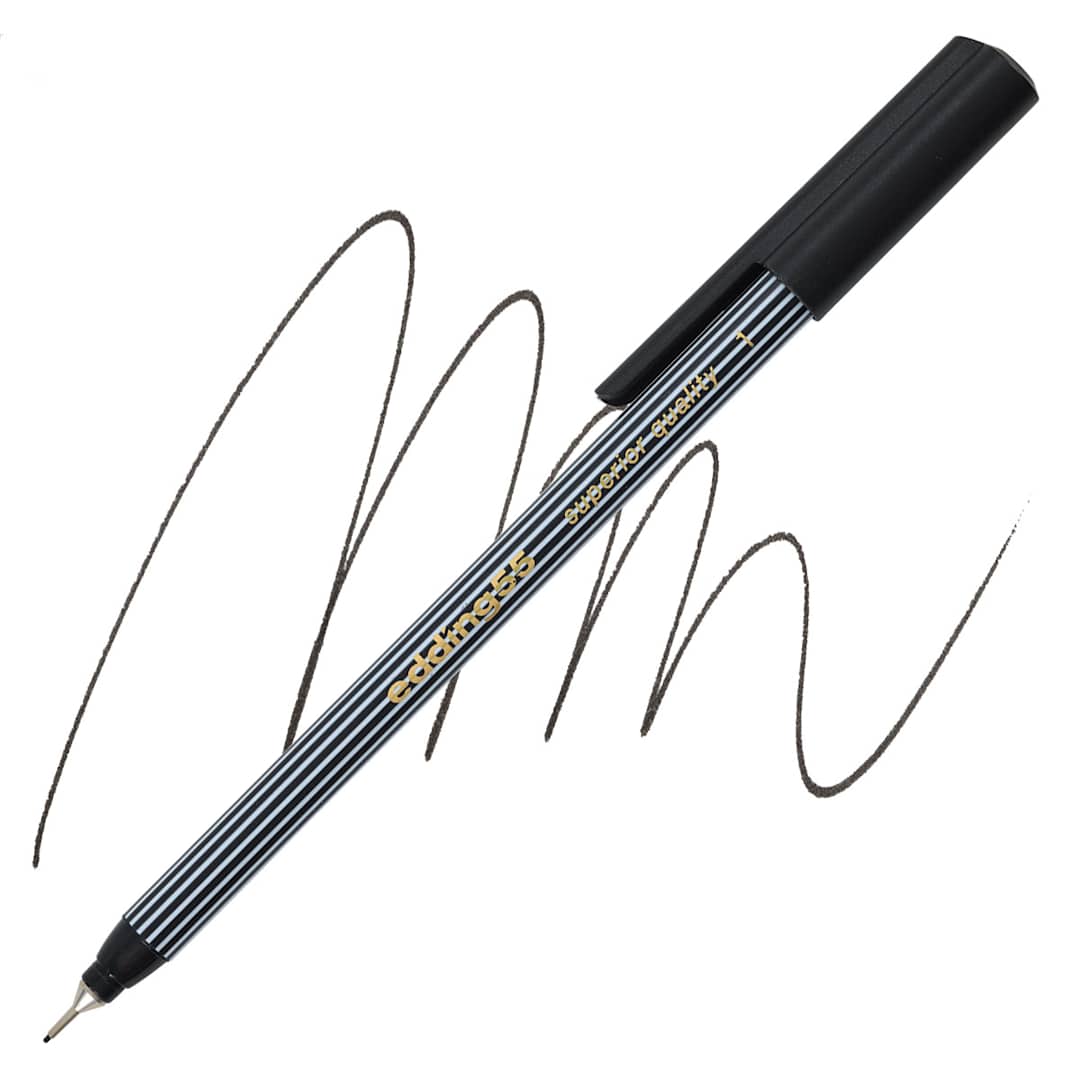 Open in modal - Edding 55 Fineliner Pen - Black, 0.3mm pen and swatch