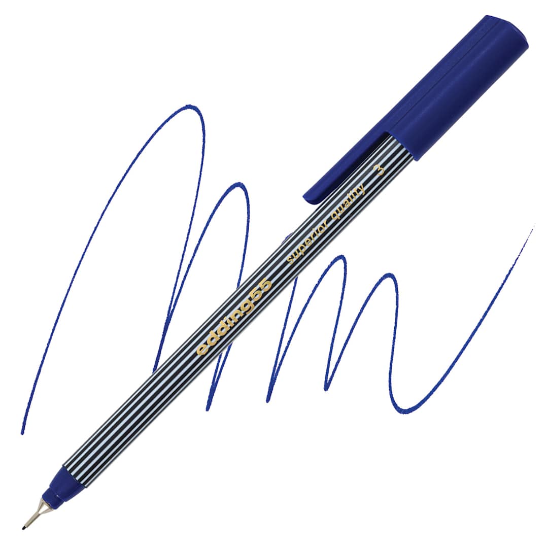 Open in modal - Edding 55 Fineliner Pen - Blue, 0.3mm pen and swatch