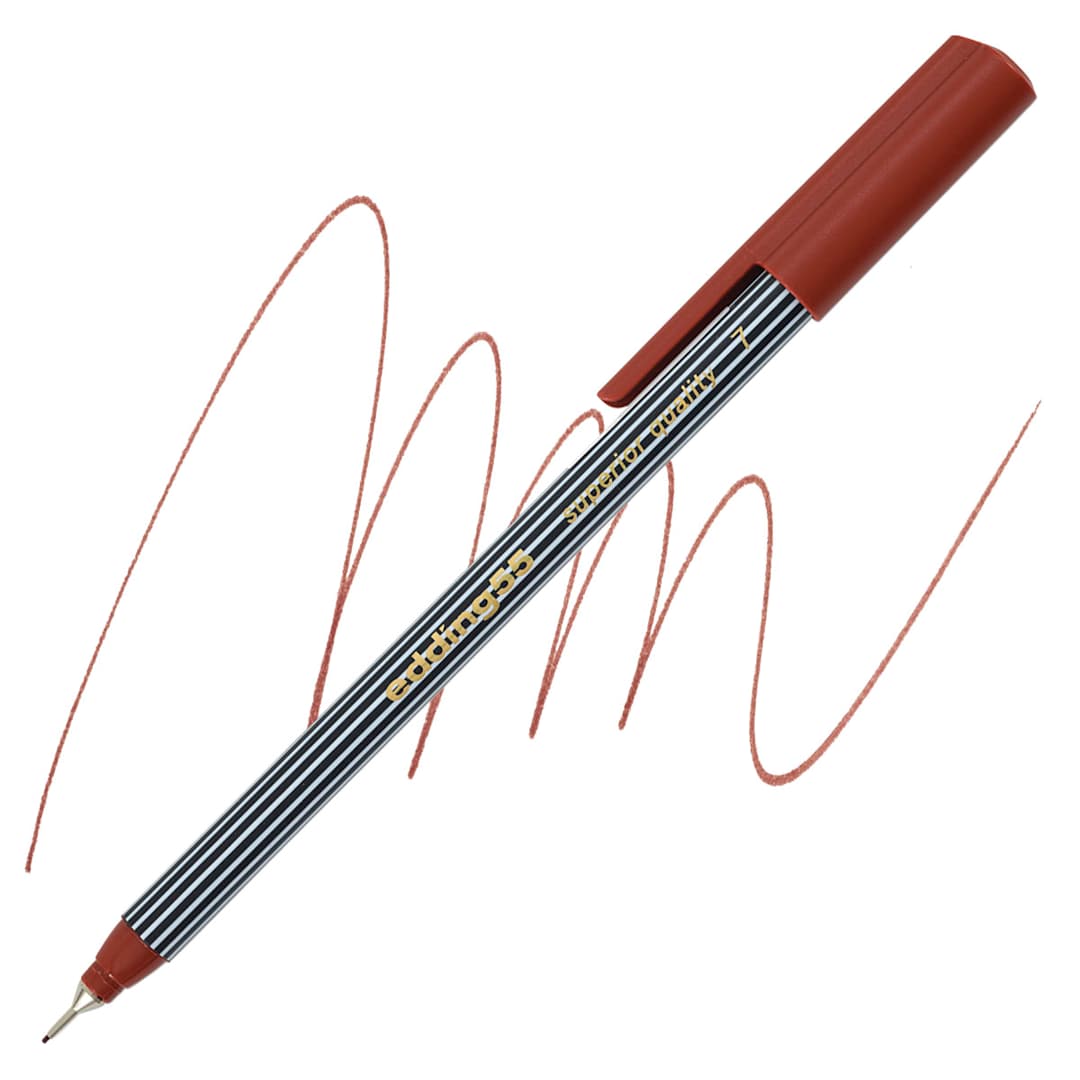 Open in modal - Edding 55 Fineliner Pen - Brown, 0.3mm pen and swatch