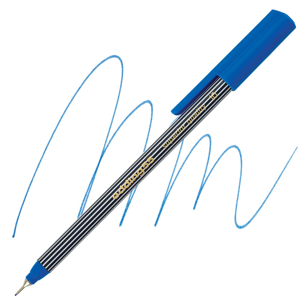 Open in modal - Edding 55 Fineliner Pen - Light Blue, 0.3mm pen and swatch