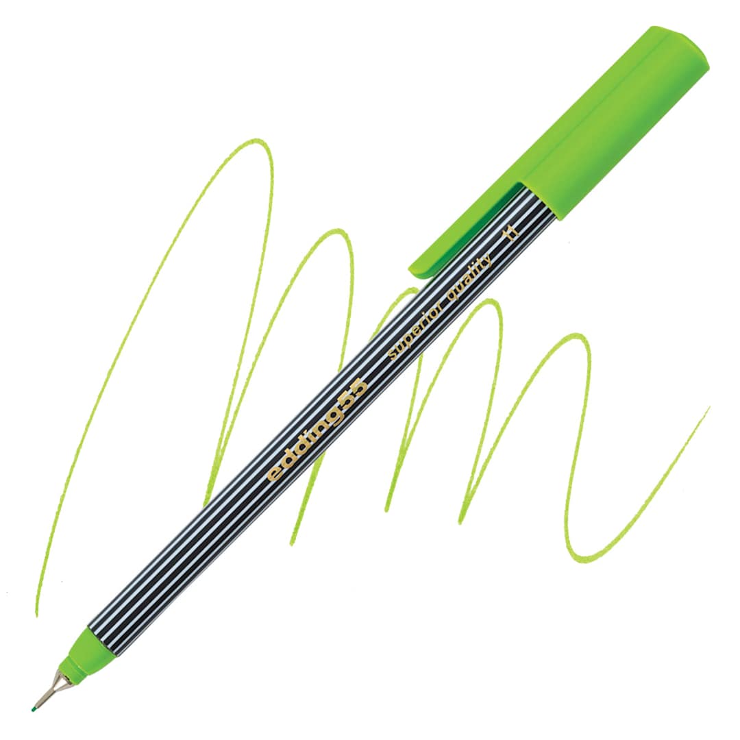 Open in modal - Edding 55 Fineliner Pen - Light Green, 0.3mm pen and swatch
