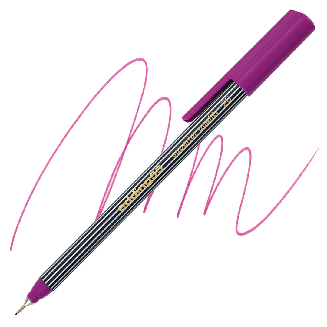 Open in modal - Edding 55 Fineliner Pen - Magenta, 0.3mm pen and swatch