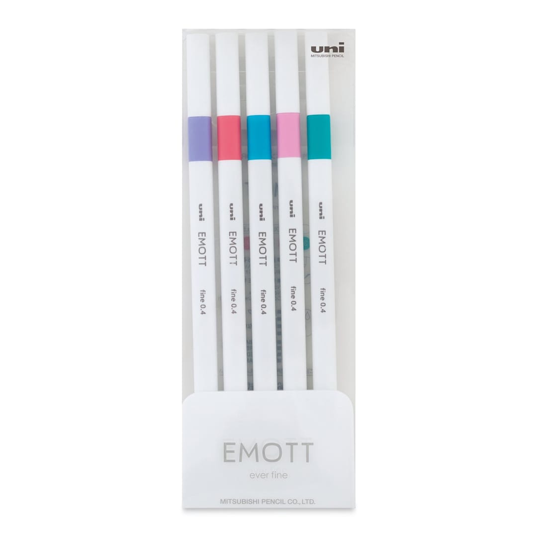 Open in modal - Uni Emott Fineliners - Set of 5, Candy Pop Colors (front of package)