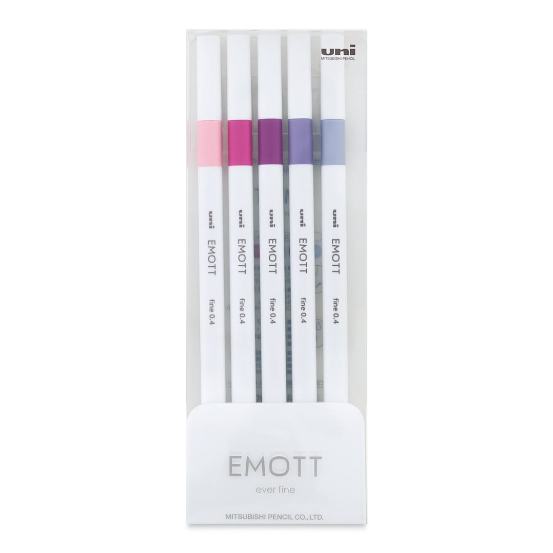Open in modal - Uni Emott Fineliner - Set of 5, Floral Colors (front of package)
