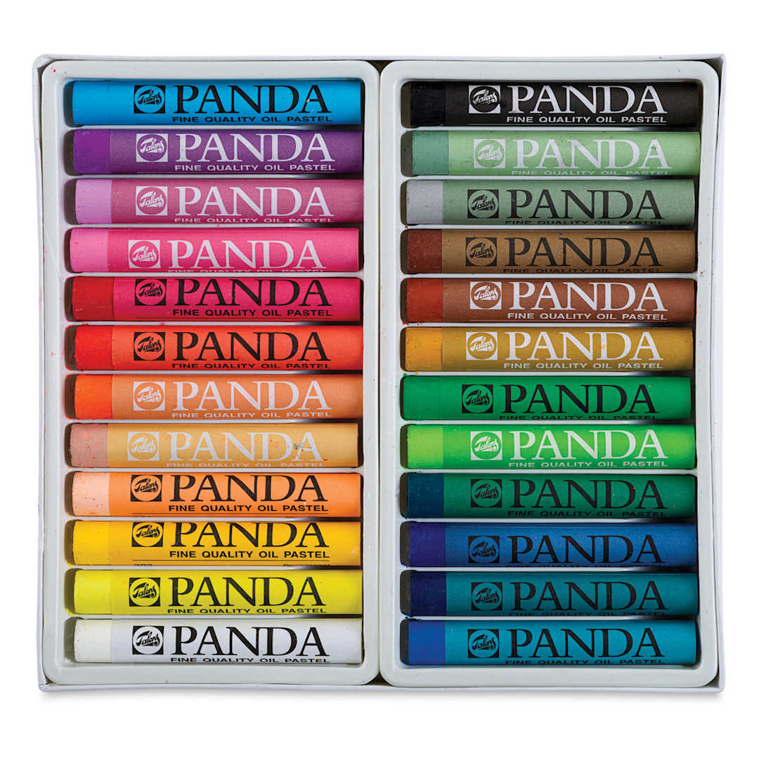 Open in modal - Talens Panda Oil Pastels - Assorted Colors, Set of 24, pastels shown inside of the packaging