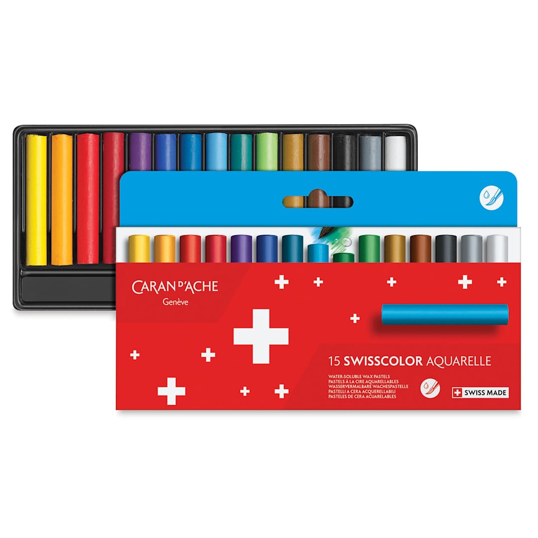 Open in modal - Caran d'Ache Swisscolor Water-Soluble Wax Pastels - Set of 15