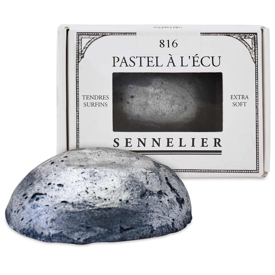 Open in modal - Sennelier Soft Pastel Pebble - Iridescent Black (in and out of package)