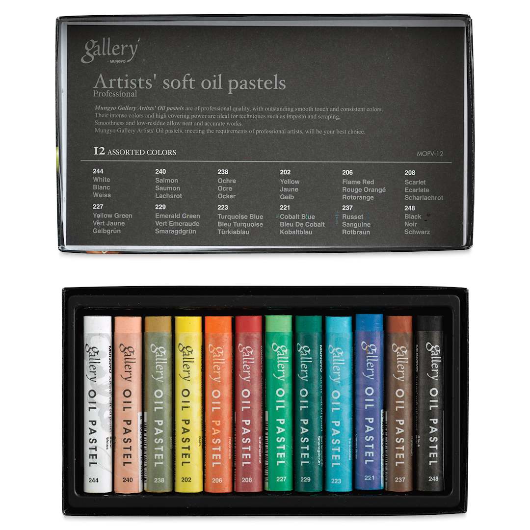 Open in modal - Mungyo Gallery Artists' Soft Oil Pastels - Set of 12 (contents)