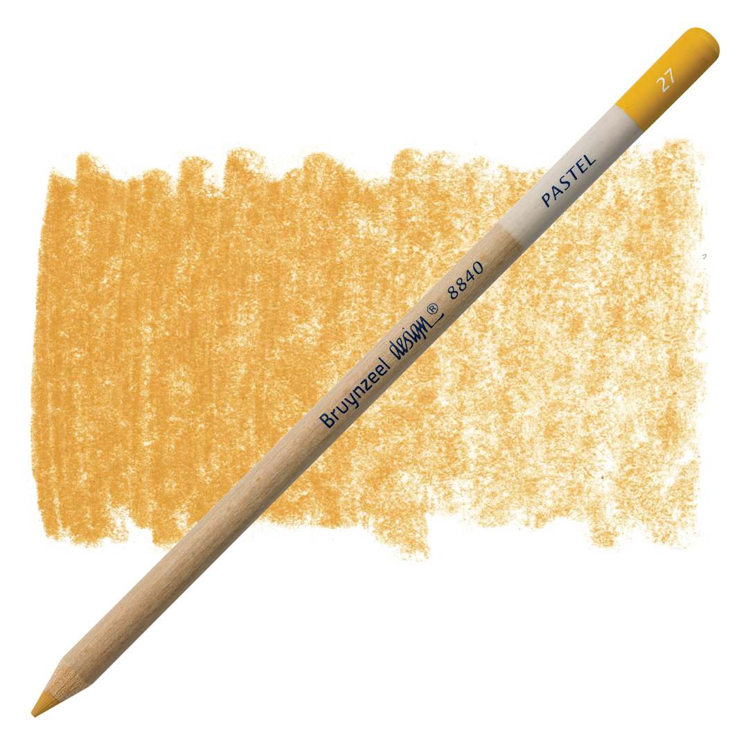 Open in modal - Bruynzeel Design Pastel Pencil - Yellow Ochre 27 pastel pencil and swatch