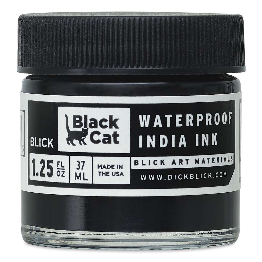 Open in modal - Blick Black Cat Waterproof India Ink - 1-1/4 oz