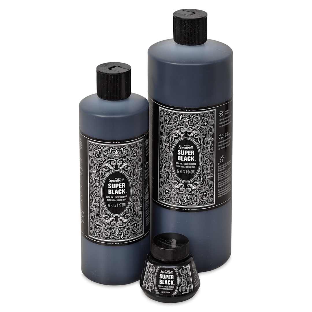 Open in modal - Speedball Super Black Waterproof India Ink in 3 sizes