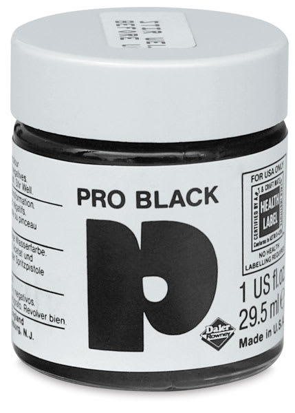 Open in modal - Daler-Rowney Pro Inks - Front of Black 1 oz. jar shown