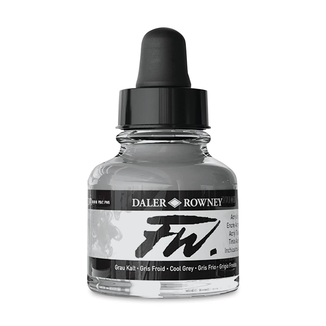Open in modal - Daler-Rowney FW Acrylic Water-Resistant Artists Ink - 1 oz, Cool Gray