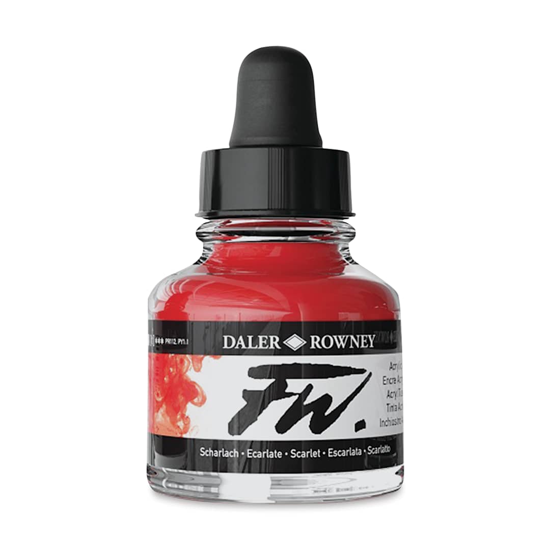 Open in modal - Daler-Rowney FW Acrylic Water-Resistant Artists Ink - 1 oz, Scarlet