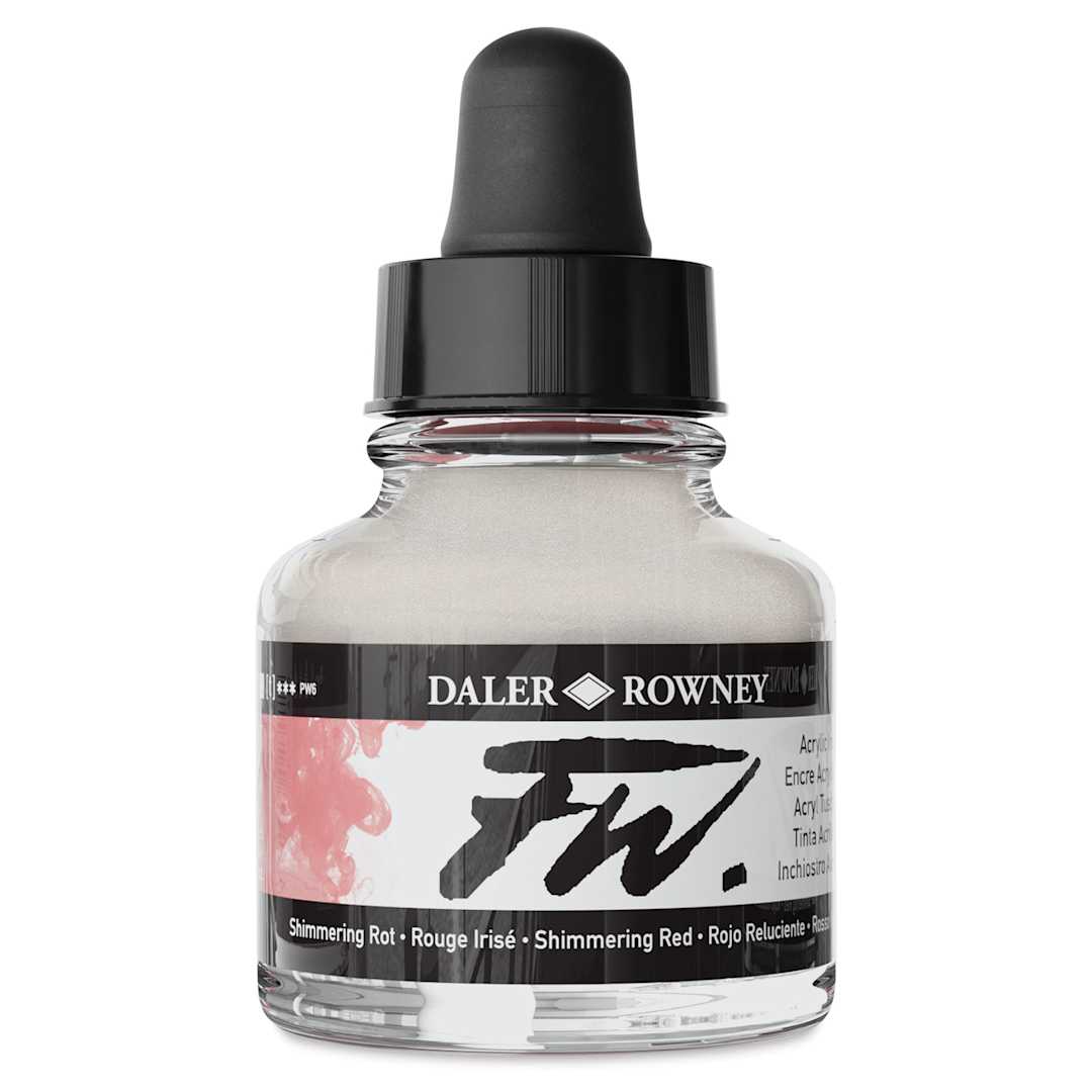 Open in modal - Daler-Rowney FW Acrylic Water-Resistant Artists Ink - 1 oz, Shimmering Red
