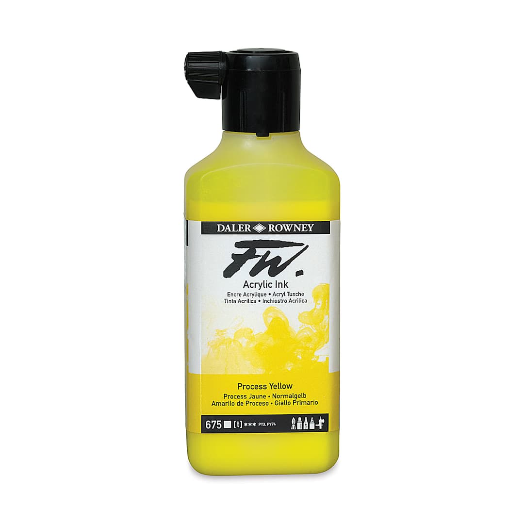 Open in modal - Daler-Rowney FW Acrylic Water-Resistant Artists Ink - 6 oz, Process Yellow