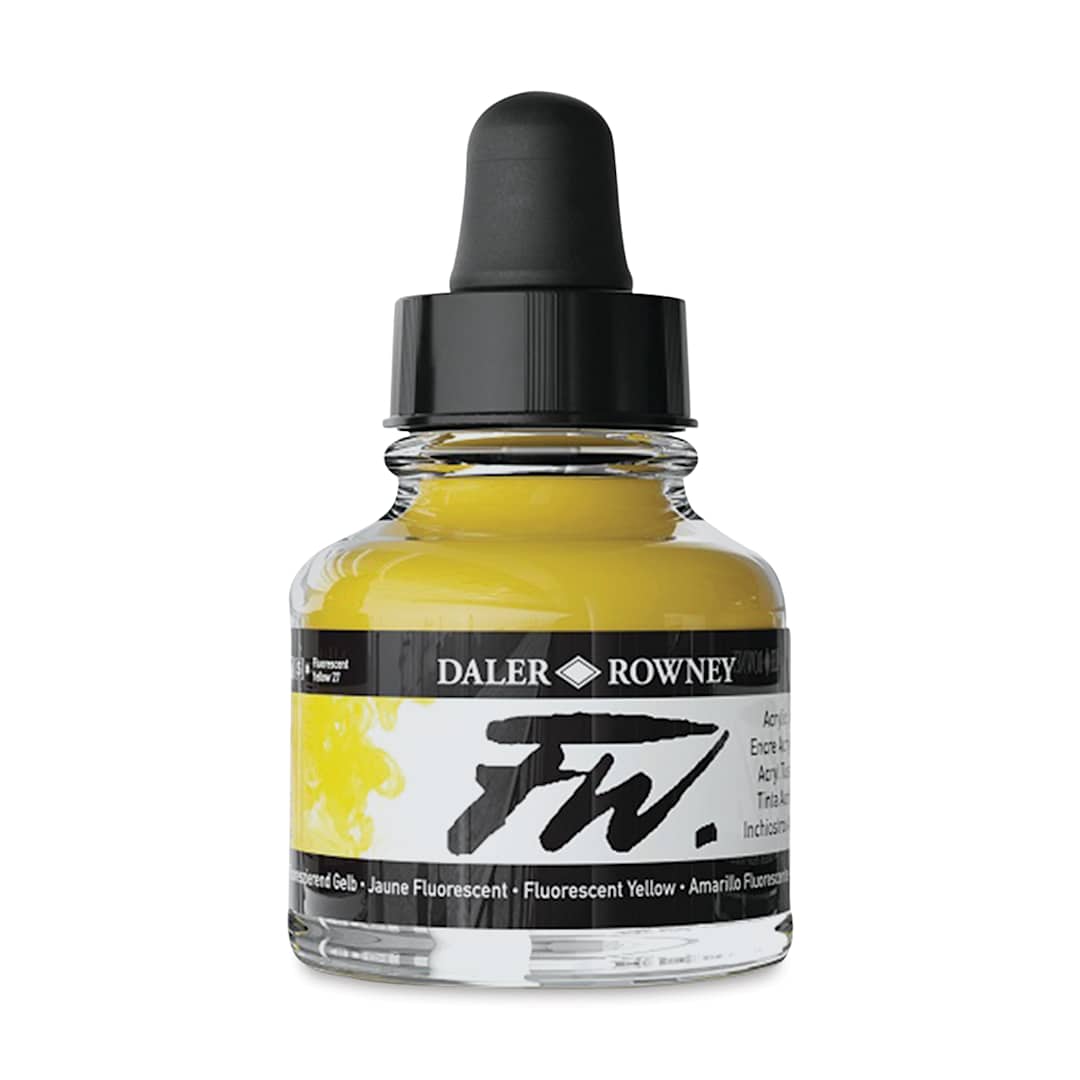 Open in modal - Daler-Rowney FW Acrylic Water-Resistant Artists Ink - 1 oz, Fluorescent Yellow