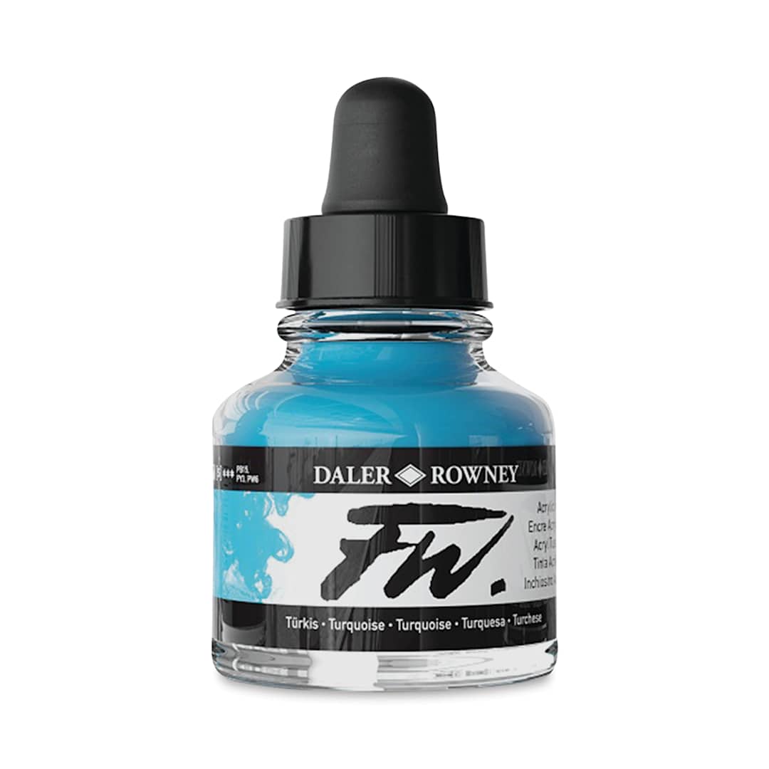 Open in modal - Daler-Rowney FW Acrylic Water-Resistant Artists Ink - 1 oz, Turquoise