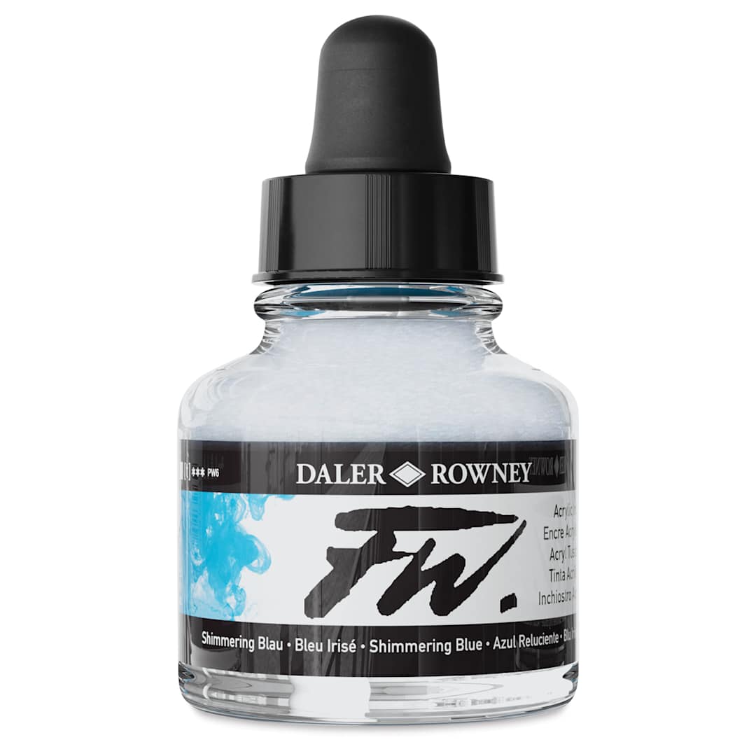 Open in modal - Daler-Rowney FW Acrylic Water-Resistant Artists Ink - 1 oz, Shimmering Blue