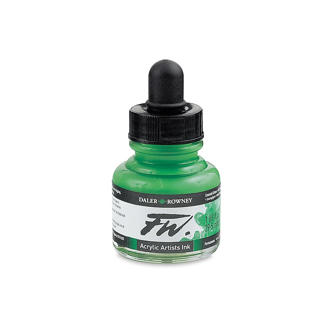 Open in modal - Daler-Rowney FW Acrylic Water-Resistant Artists Ink - 1 oz, Emerald Green