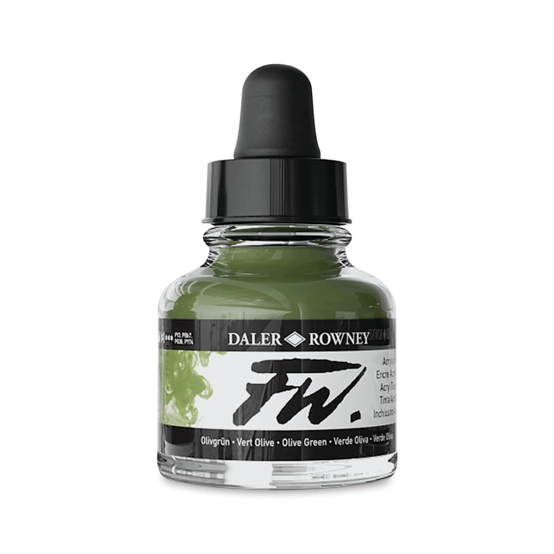 Open in modal - Daler-Rowney FW Acrylic Water-Resistant Artists Ink - 1 oz, Olive Green
