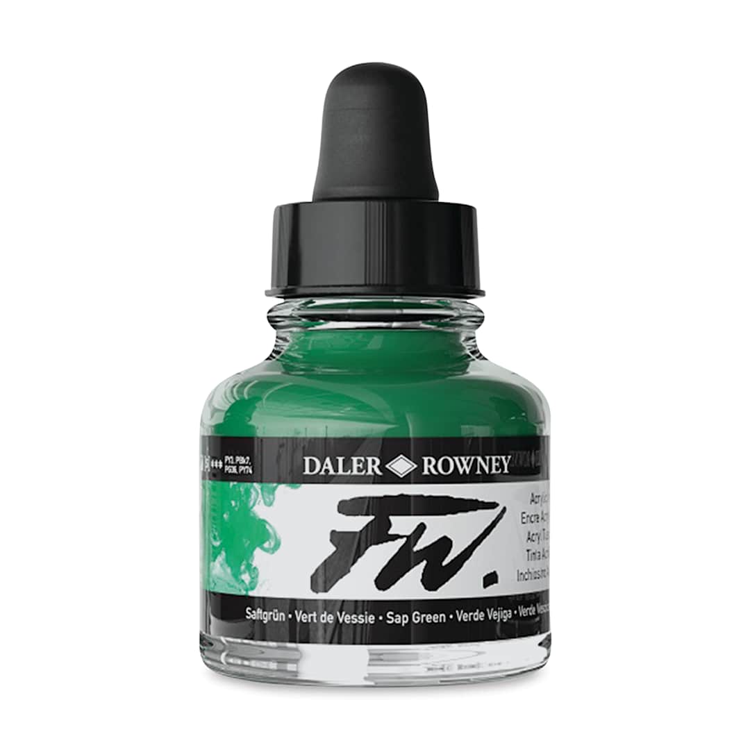 Open in modal - Daler-Rowney FW Acrylic Water-Resistant Artists Ink - 1 oz, Sap Green