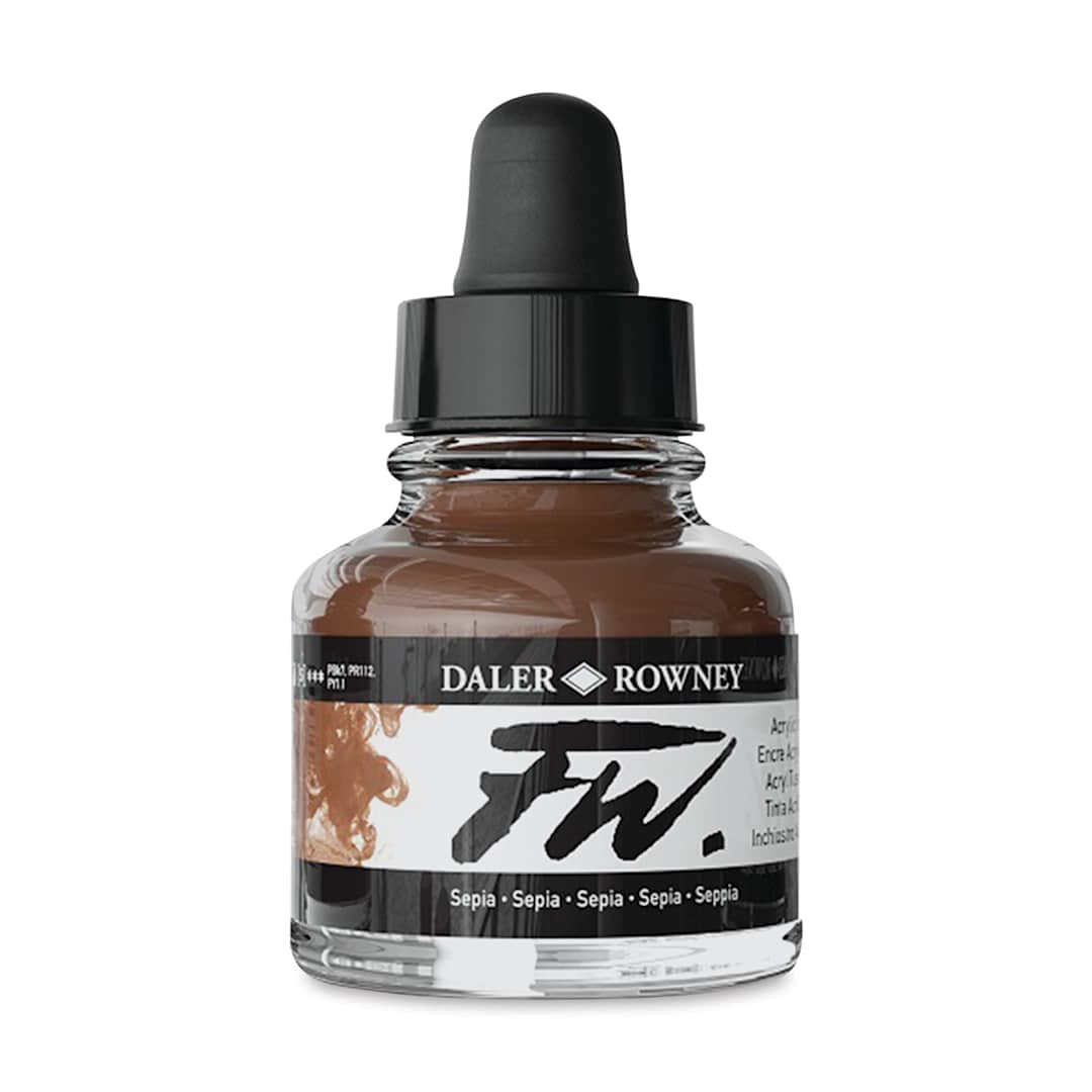 Open in modal - Daler-Rowney FW Acrylic Water-Resistant Artists Ink - 1 oz, Sepia