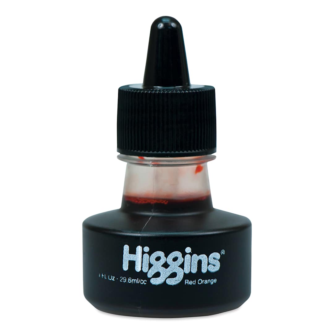 Open in modal - Higgins Dye-Based Drawing Ink - 1 oz, Red Orange, Non-Waterproof, Dye-Based Ink