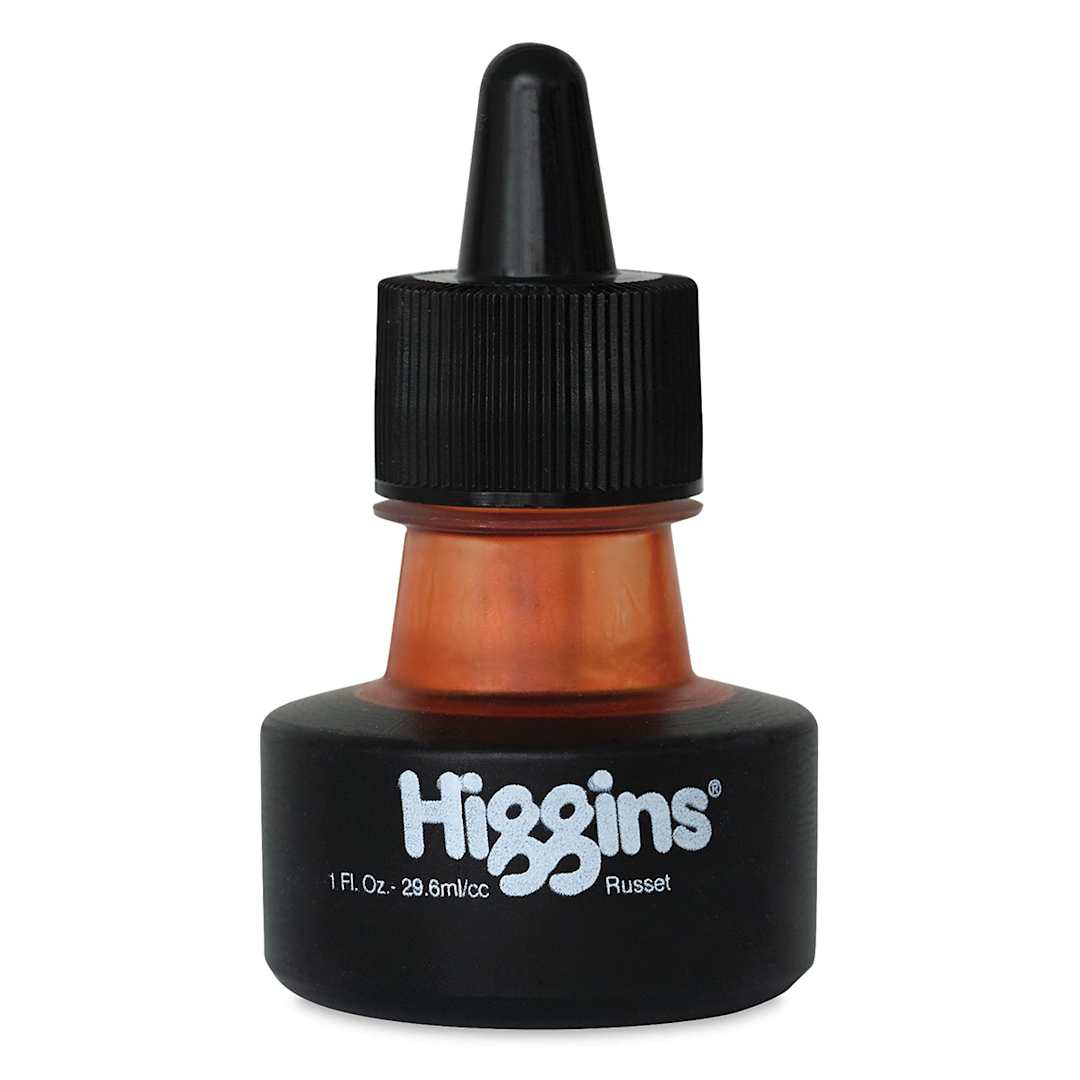 Open in modal - Higgins Dye-Based Drawing Inks - Front of 1 oz bottle of Russet Ink
