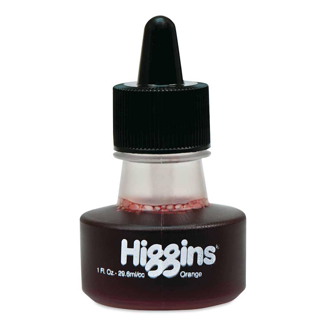 Open in modal - Higgins Dye-Based Drawing Ink - 1 oz, Orange, Non-Waterproof, Dye-Based Ink