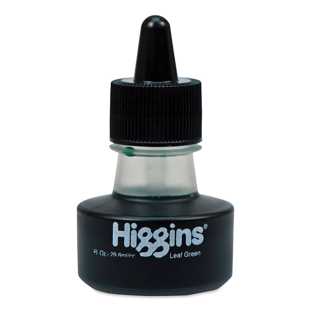 Open in modal - Higgins Dye-Based Drawing Ink - 1 oz, Leaf Green, Non-Waterproof, Dye-Based Ink