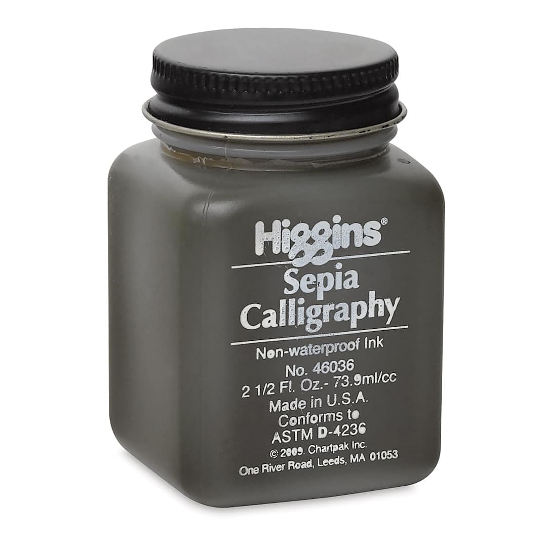 Open in modal - Higgins Calligraphy Ink - Angled view of 2.5 oz bottle of Non-Waterproof Calligraphy Ink 
