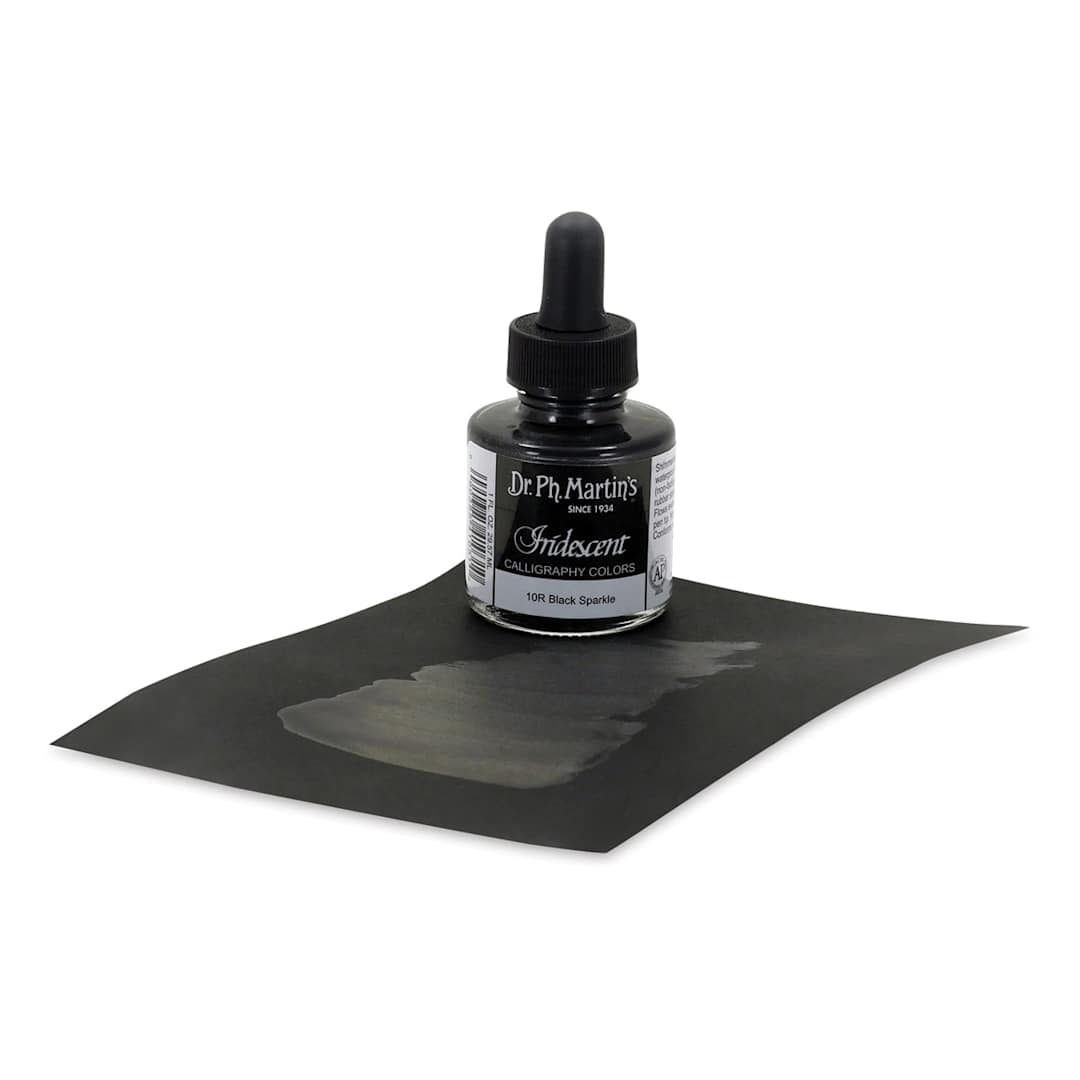 Open in modal - Dr. Ph. Martin's Iridescent Calligraphy Ink - Black Sparkle, 1 oz
