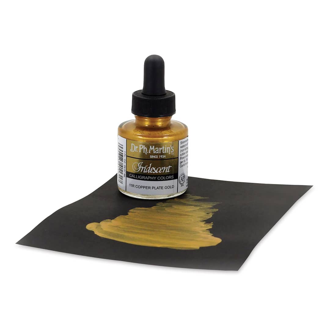 Open in modal - Dr. Ph. Martin's Iridescent Calligraphy Ink - Copper Plate Gold, 1 oz